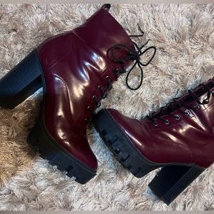 Forever 21 Burgundy Platform Ankle Boots